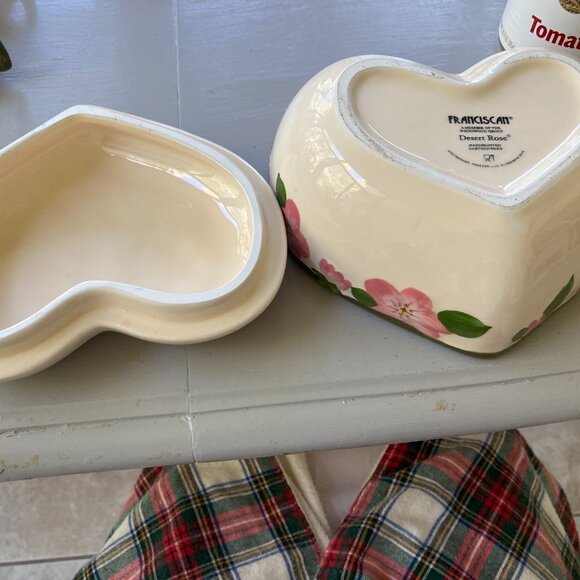 Desert Rose Franciscan Hand Painted Heart with Lid LIMITED RARE PEICE Vintage - Picture 7 of 9